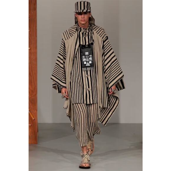 KTZ Other - KTZ Men’s Designer Hooded Poncho Buckle Front M Stripe Streetwear Punk Runway